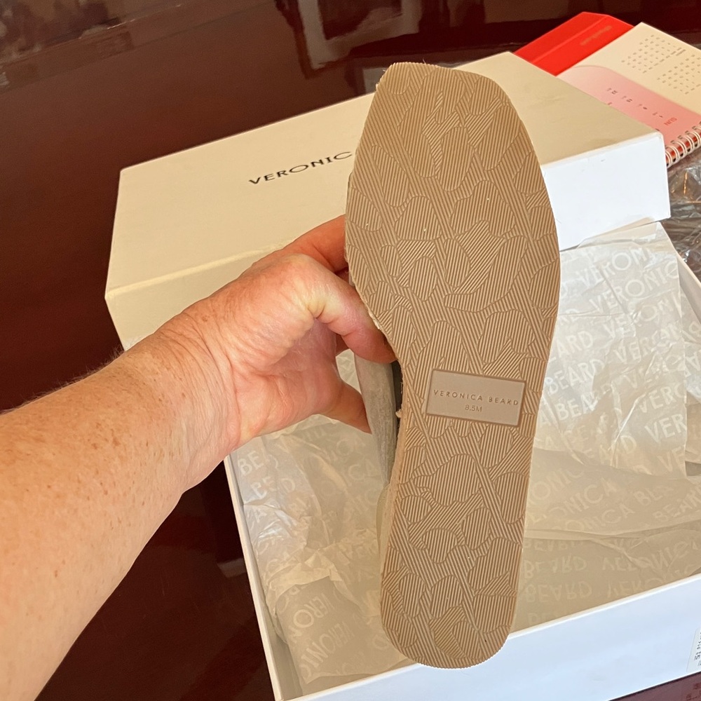 Veronica Beard Metallic Gold Wedge Sandals - Picture 8 of 11